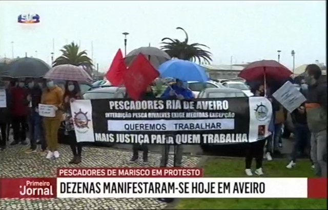 Pescadores de marisco em protesto